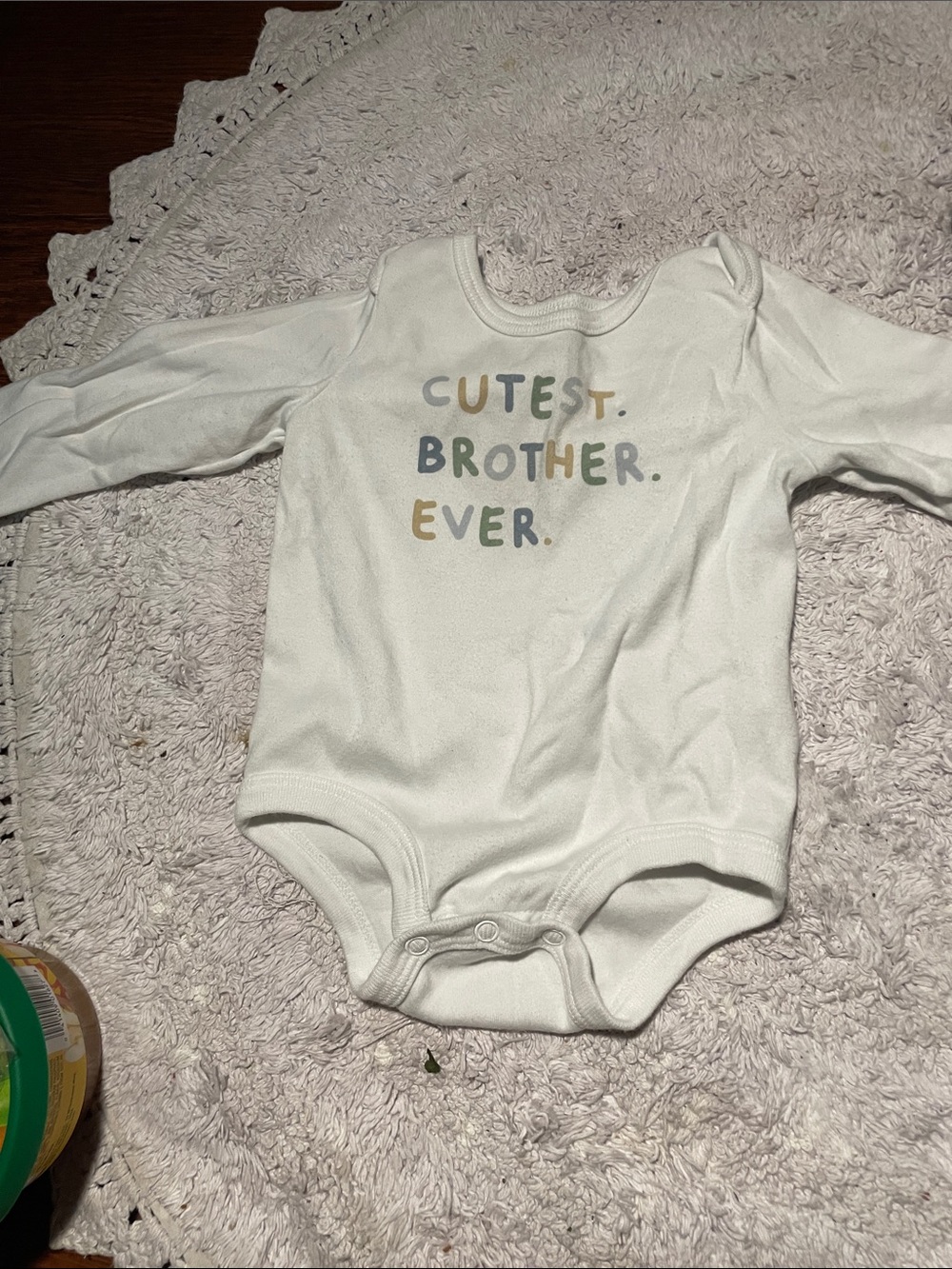 White 'Cutest Brother Ever' Long-Sleeve Baby Bodysuit